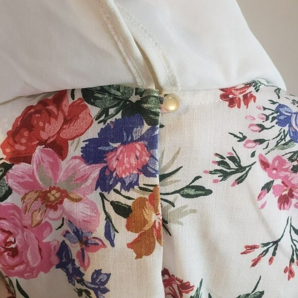 Vintage Floral Belted Dress Spring Garden Tea Party Cottagecore Sz 10 - Picture 8 of 16